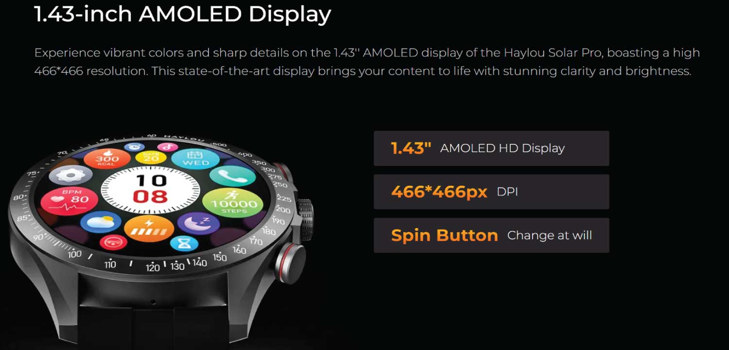 HAYLOU Solar Pro Smart Watch Display