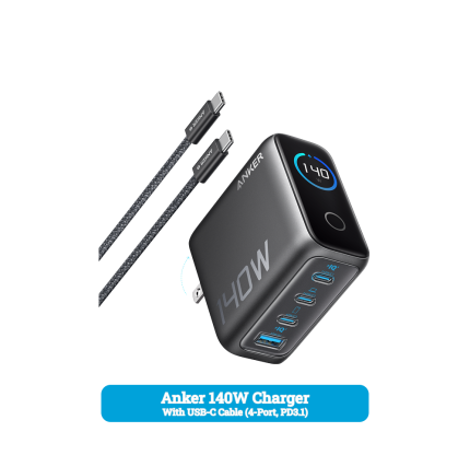 Anker 140W Charger With USB-C Cable (4-Port, PD3.1)